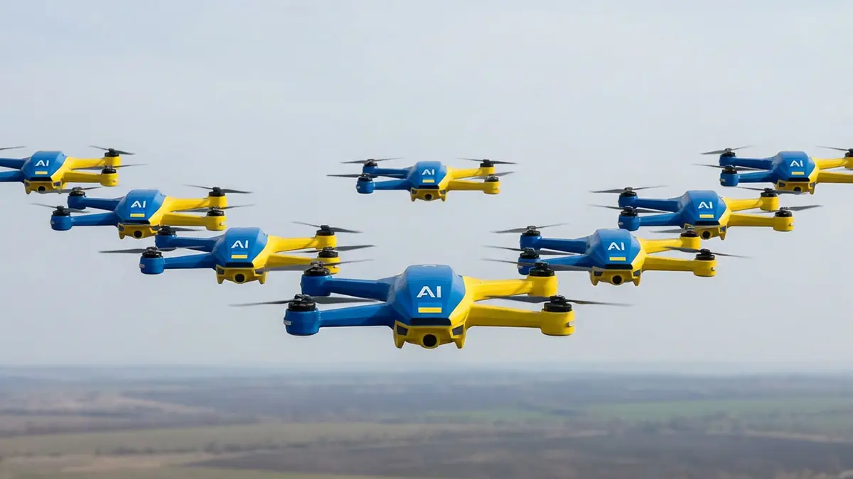 KI Drohnen der Ukraine in Formation